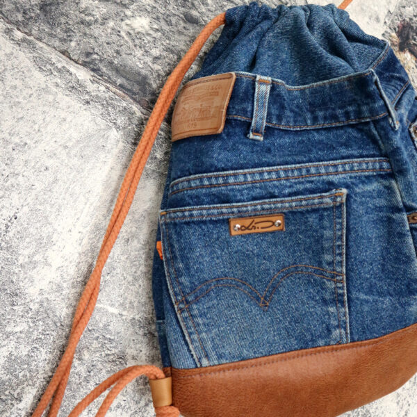 Turnbeutel blau cognac – Bild 2